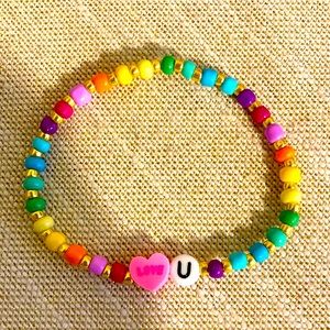 New Super Cute Boho Rainbow Candy Heart Love You Love Yourself Surfer Bracelet